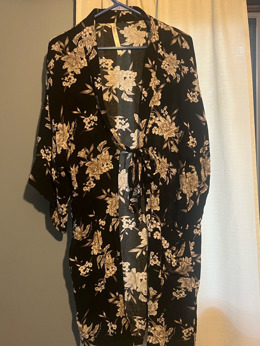 Spiritual Gangster Black and Cream Floral Kimono